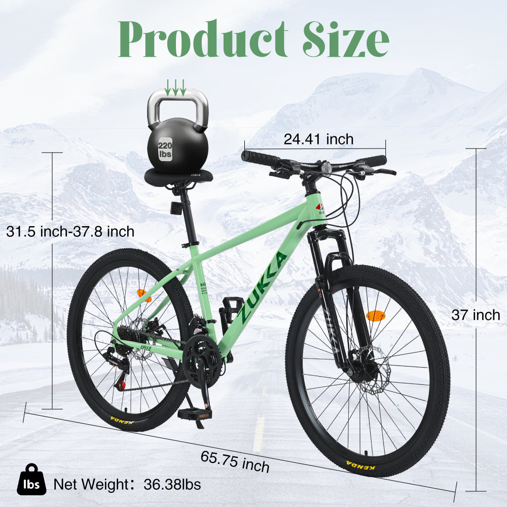 Mountain Bike for Men and Women 26 inch 24 Speed Suspension Fork KENDA Tires