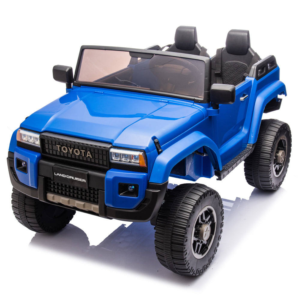 24V Two-seater Kids Ride On Car W/Parents Remote Control, Licensed Toyota LC250,2WD,110w Motors,With Shovel,Three-point Seat Belt,Slow Start,Speed adjustment,Bluetooth,Music for Kids Aged 3+.