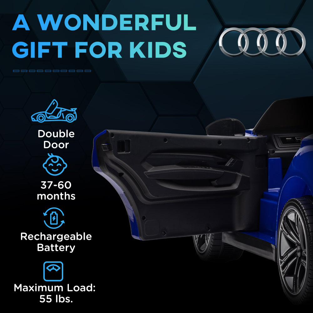 Aosom Kids Ride on Car, 12V Licensed Audi RS E-tron GT 3.1 MPH Electric Car for Kids, Ride-on Toy for Boys and Girls with Remote Control, 4 Wheels with Suspension, Horn, Music, Lights, Dark Blue