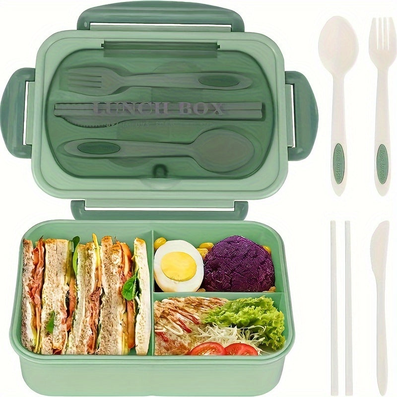 1200 ml Adult Leakproof Bento Box with 3 Compartments, Microwave Safe, BPA Free