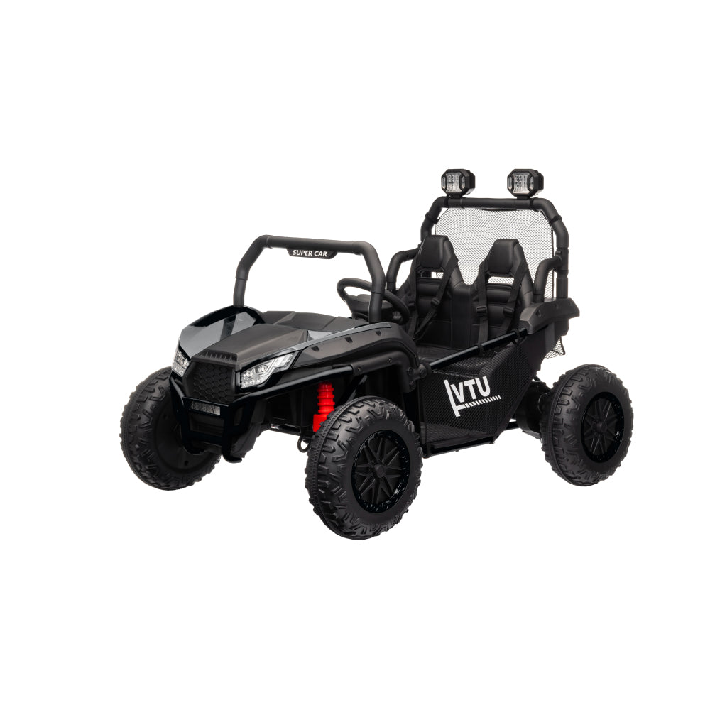 24 Volt Ride on Toys with Remote, Metal Frame Electric Powered off-Road UTV with 2 XL Seater, 4x200W 5MPH Max, 4WD/2WD Switchable, 3 Speeds, Bluetooth, Storage,black