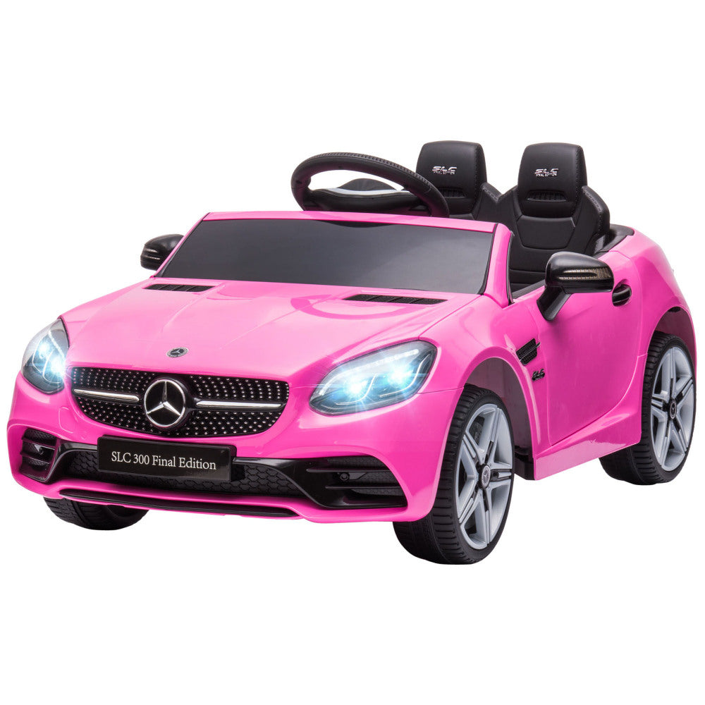 Aosom Mercedes SLC 300 Licensed Kids Electric Car with Remote Control, 12V Battery Powered Kids Ride on Car with Music, Lights, Suspension for 3-6 Years Old, Pink