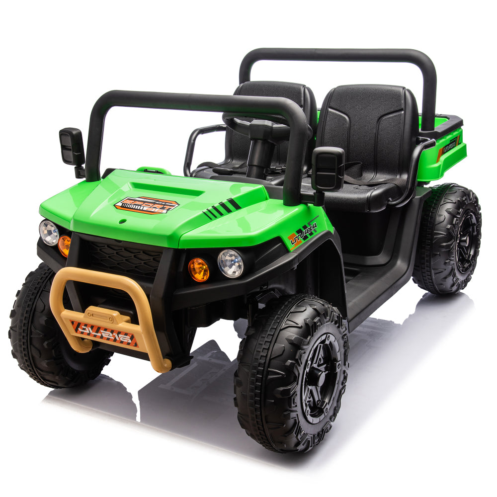 24V XXXL Kids Ride On UTV W/Parents Remote Control,Two-seater,Automatic tipping bucket,Rear wheel suspension,Slow start,Portable handle,Safety Belt,LED light,USB,MP3,Bluetooth,Horn for Kids Aged 3-8.