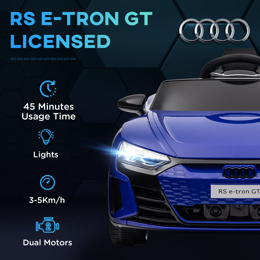 Aosom Kids Ride on Car, 12V Licensed Audi RS E-tron GT 3.1 MPH Electric Car for Kids, Ride-on Toy for Boys and Girls with Remote Control, 4 Wheels with Suspension, Horn, Music, Lights, Dark Blue