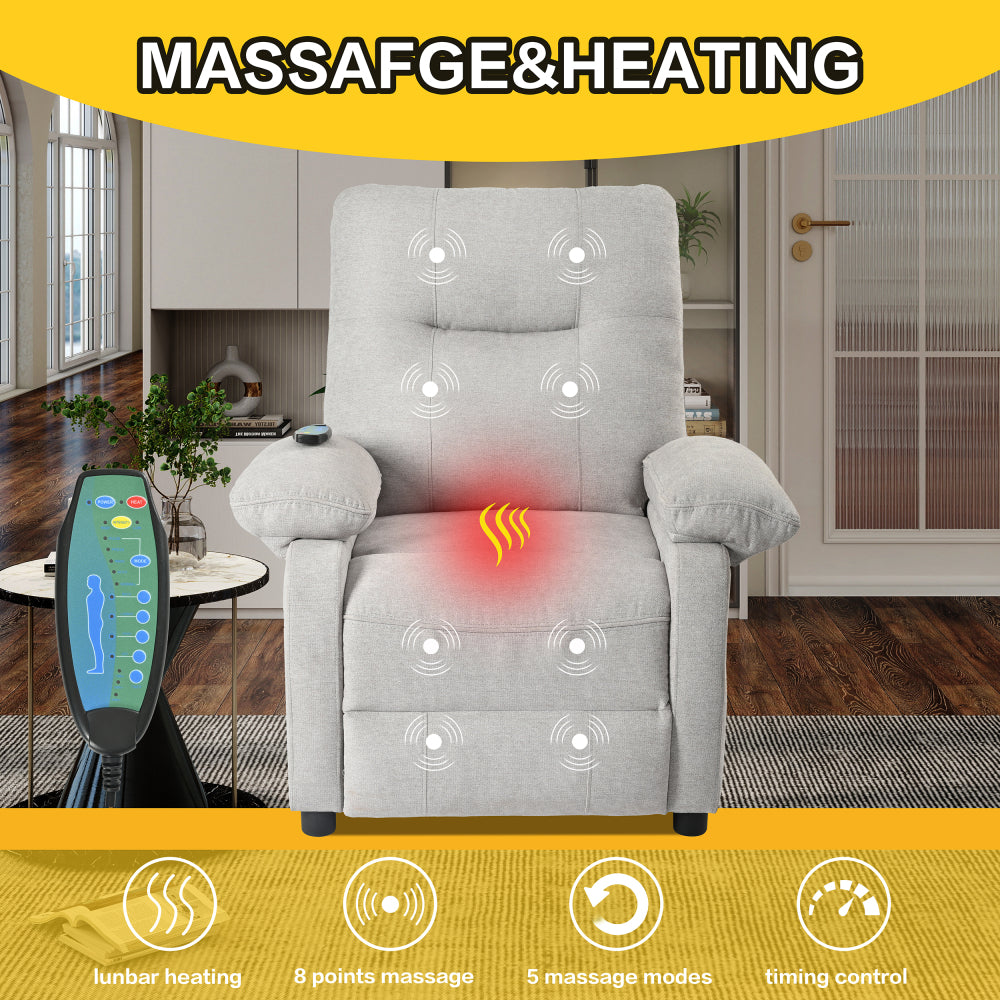 Recliner Chair with Message and Heater, Recliner Chair for Adult, Manual Control Message Chair