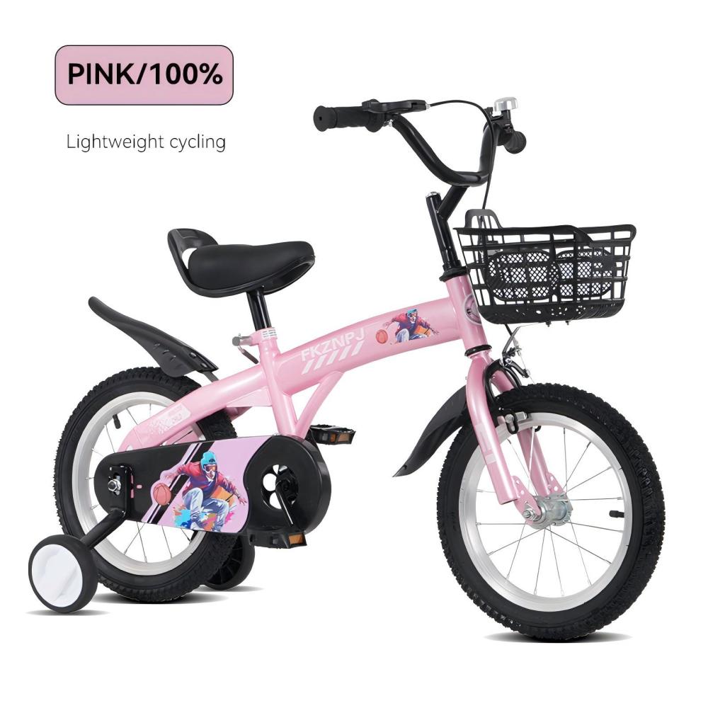 FKZNPJ 16 inch sporty kids bike with training wheels and stand Adjustable saddle Suitable for boys and girls aged 4-8 years tall Height 41-46 inches Available in a variety of colors