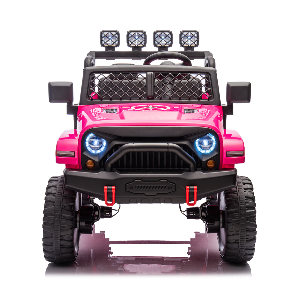 Black,24V 2 Seater Ride On Truck Car, 4WD motors, with 2.4G Remote Control,Metal Suspension,Soft Start,Music, LED Light,Outdoor/Off road/Electric Car,Toys Gifts