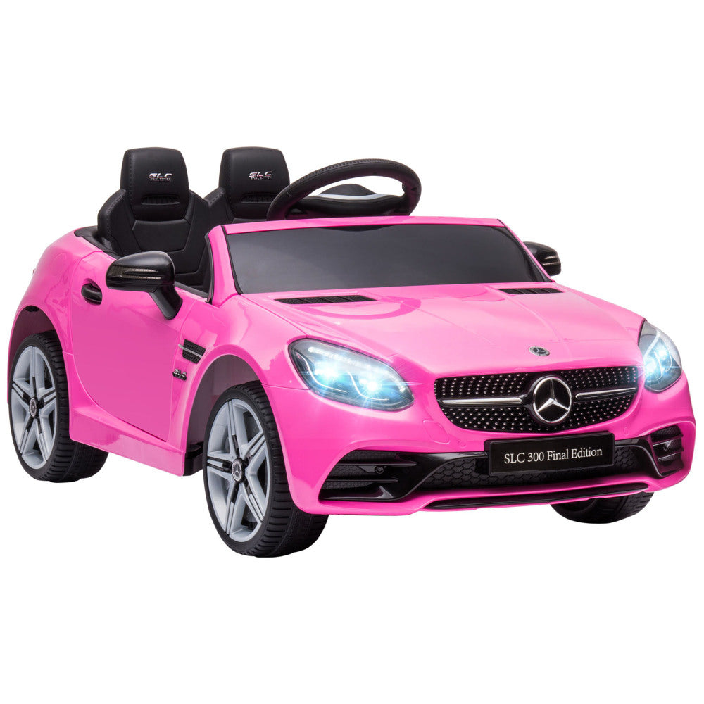 Aosom Mercedes SLC 300 Licensed Kids Electric Car with Remote Control, 12V Battery Powered Kids Ride on Car with Music, Lights, Suspension for 3-6 Years Old, Pink