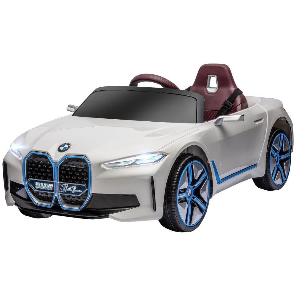 Aosom Electric Car for Kids, 12V Licensed BMW Ride on Car with 2.4G Remote Control, Suspension System, Horn Honking, Music, Lights for Boys and Girls, White