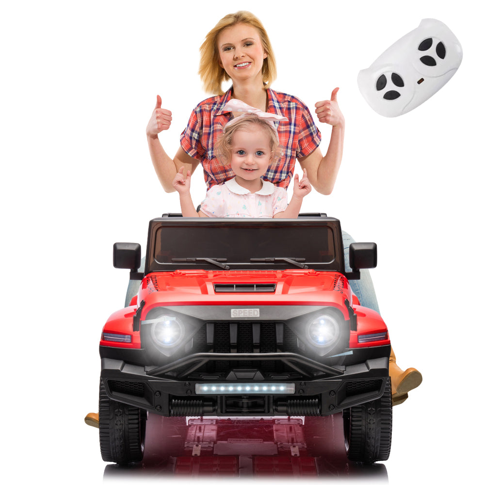 24V Ride On Car for Kids Battery Powered Ride On 4WD Toys with Remote Control,Parents Can Assist in Driving,Music and Lights,Five-Point Safety Belt,Rocking chair mode for back-and-forth swinging