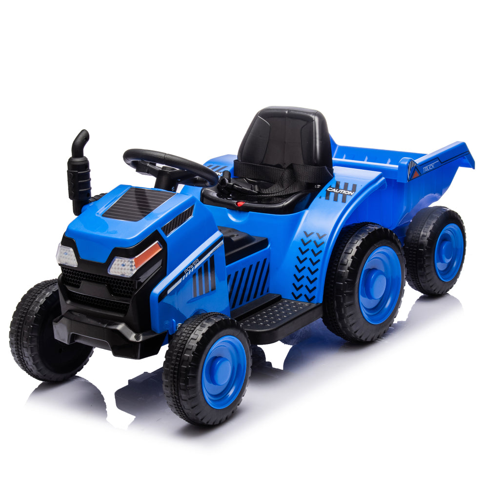 12V Kids Ride On Electric Tractor Black Knight,Kids Ride On Toy.2WD,Non-skid tires, steering wheel, foot pedal,With Removable storage tug,Light,Bluetooth,Music,MP3,USB,Power Display For Kids Aged 2-3.