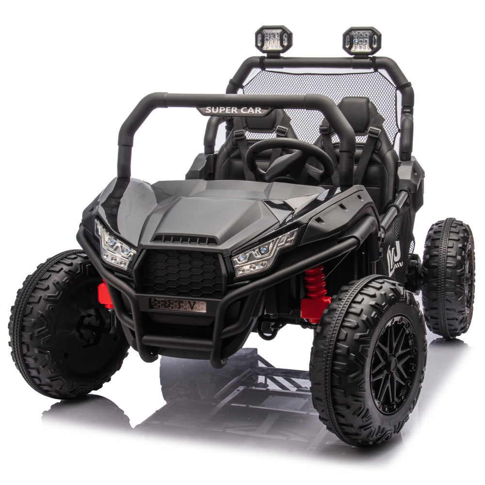 24V Two-seater Kids Ride On UTV W/Parents Control,400W Super Power,Four-wheel suspension,LED Light with Rear searchlight,Bluetooth,MP3,Music,Rear storage space,Speeds 3.73-4.97MPH for Kids aged 3+.