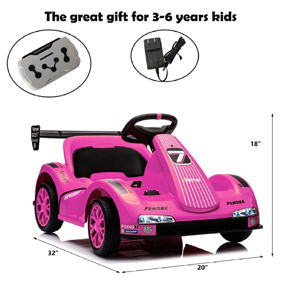 Electric Go Kart, 12V Battery Powered  Ride On  Car w/Remote Control, Safety Belt, Slow Start, Music, 4 Wheel Electric Vehicle for Kids, Gift for Boys Girls