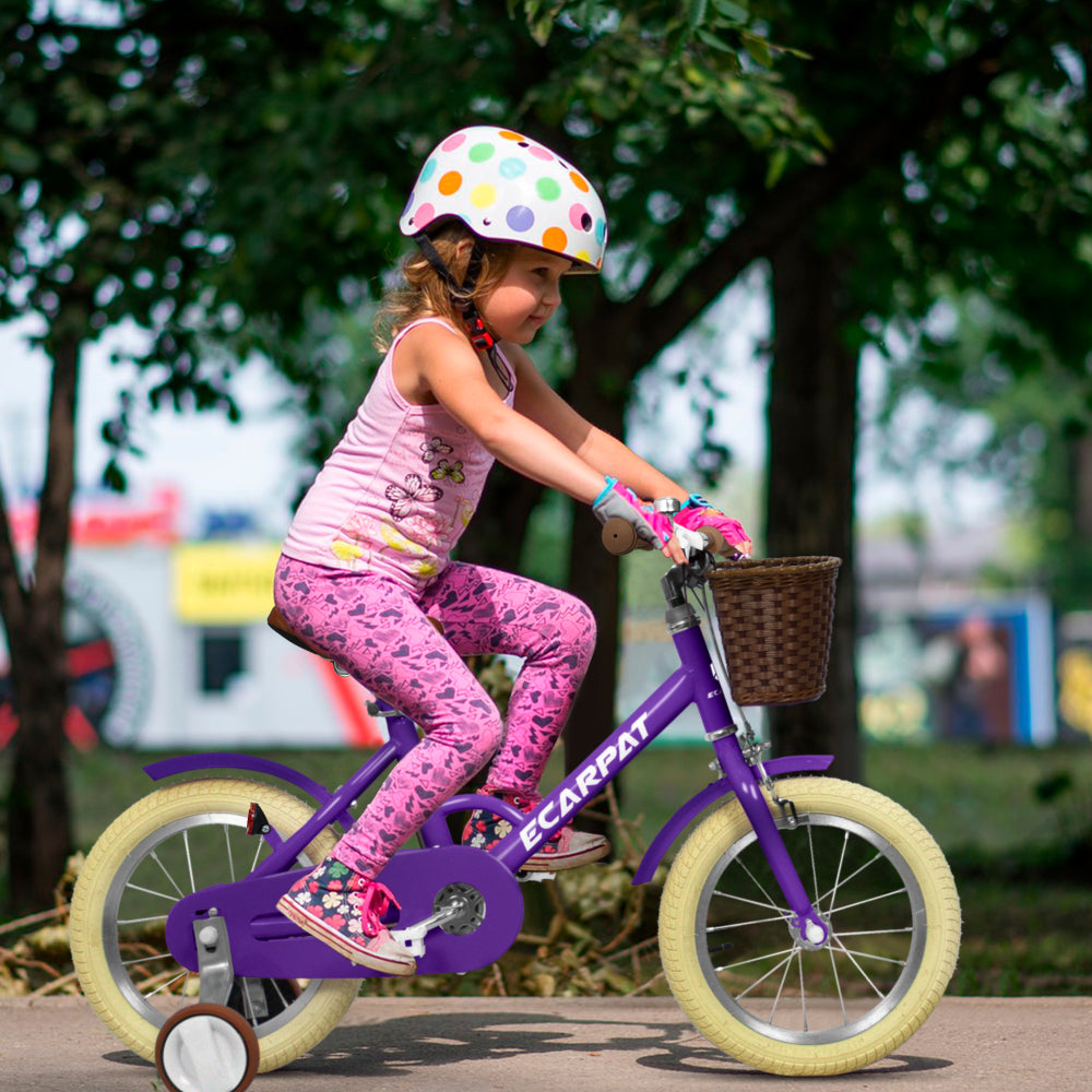 A16116 Ecarpat Kids'Bike Girls Bike 16 Inch Wheels,1-Speed Child Bicycles For 3-4 Years,With Removable Training Wheels Baby Toys,Front V Brake,Rear Holding Brake